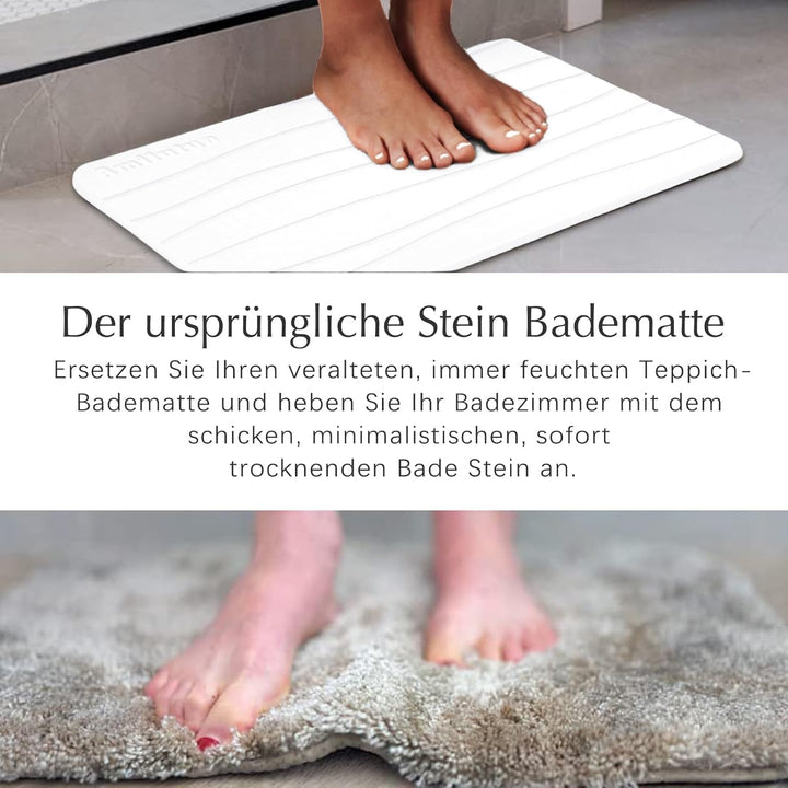 Badematte Stein, Diatomite Stone Bath Mat, rutschfeste Stein Badematte Schnelltrocknend, Werten Sie