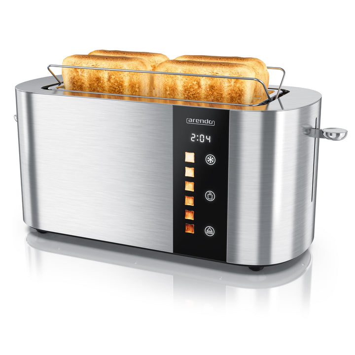 Arendo - Edelstahl Toaster 4 Scheiben Langschlitz - Touchscreen – Doppelwandgehäuse – 1500 W – Integ