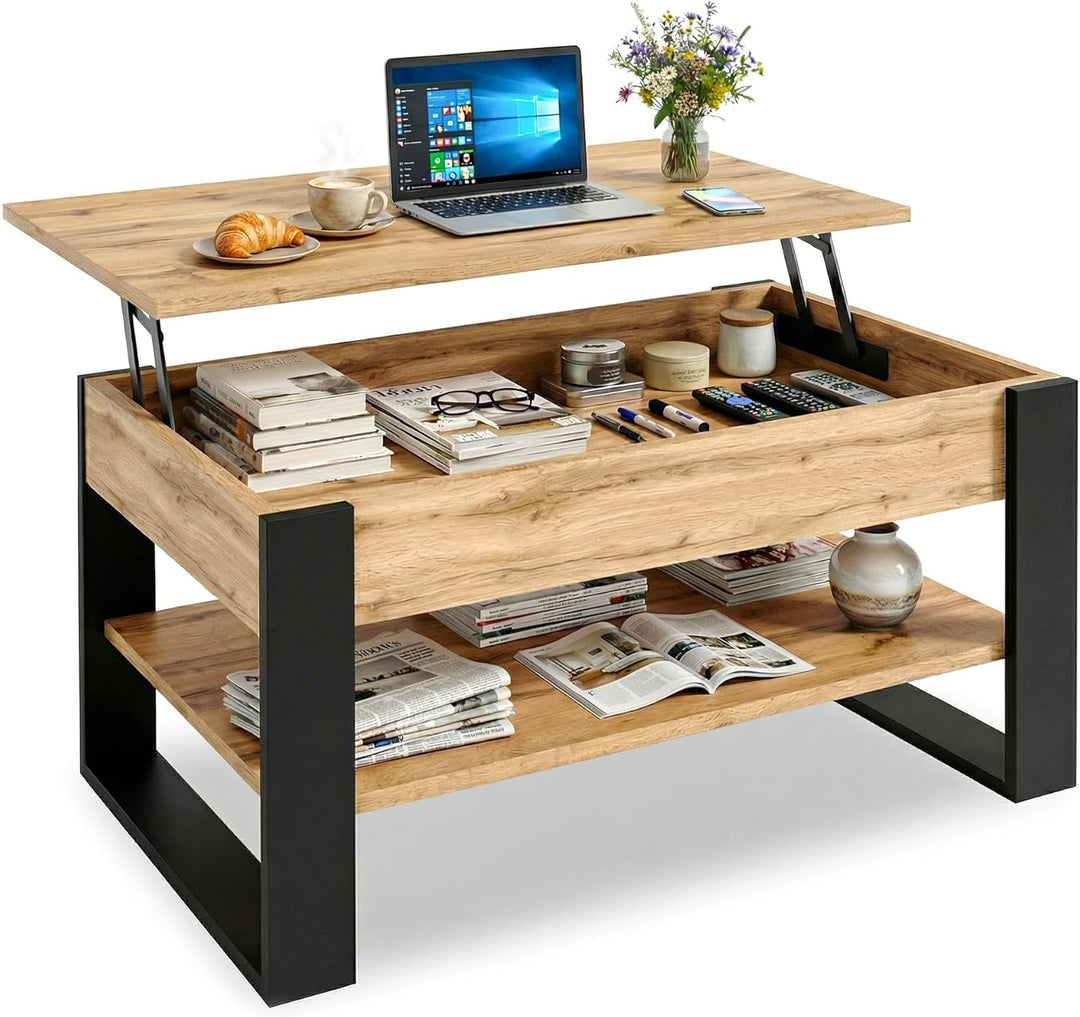 Couchtisch höhenverstellbar mit Stauraum - Couchtische - Wohnzimmertisch klappbar - höhenverstellbar