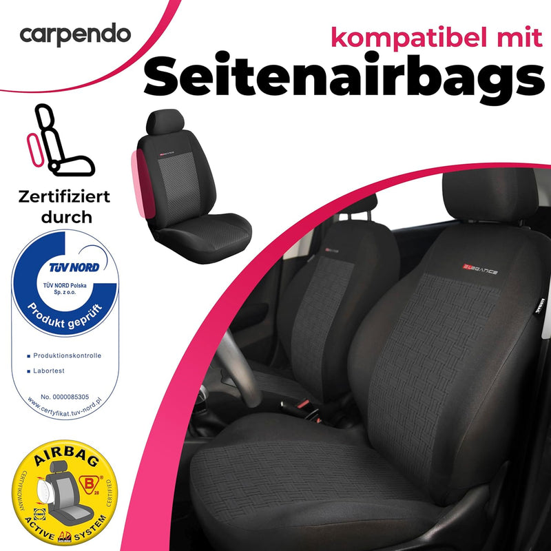 Carpendo® Sitzbezüge Auto Vordersitze in Premium Design (2er Set) Autositzbezüge Schonbezüge für Aut