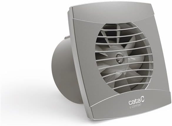 Cata UC-10 Standard Turbine Ø 100 WC Bad-Lüfter 110 m³/h 26 dB (A) Decken Wandmontage (grau/Silber)