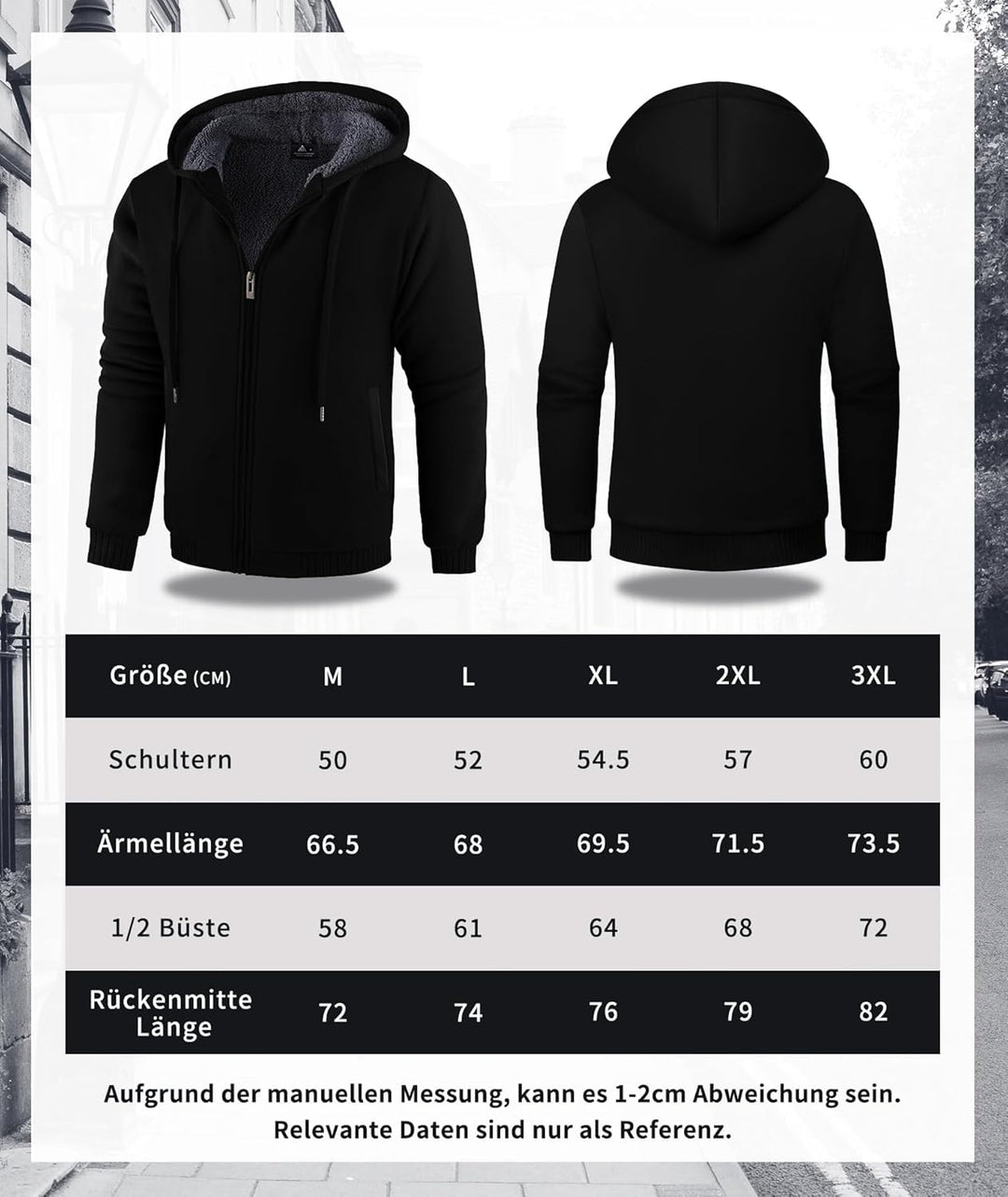 SwissWell Herren Fleecejacke Full Zip Kapuzenjacke Winter Sweatjacke mit Kapuze Gefütterte Hoodie Mä