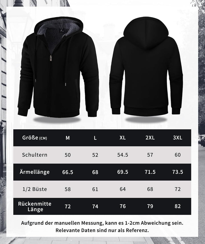 SwissWell Herren Fleecejacke Full Zip Kapuzenjacke Winter Sweatjacke mit Kapuze Gefütterte Hoodie Mä