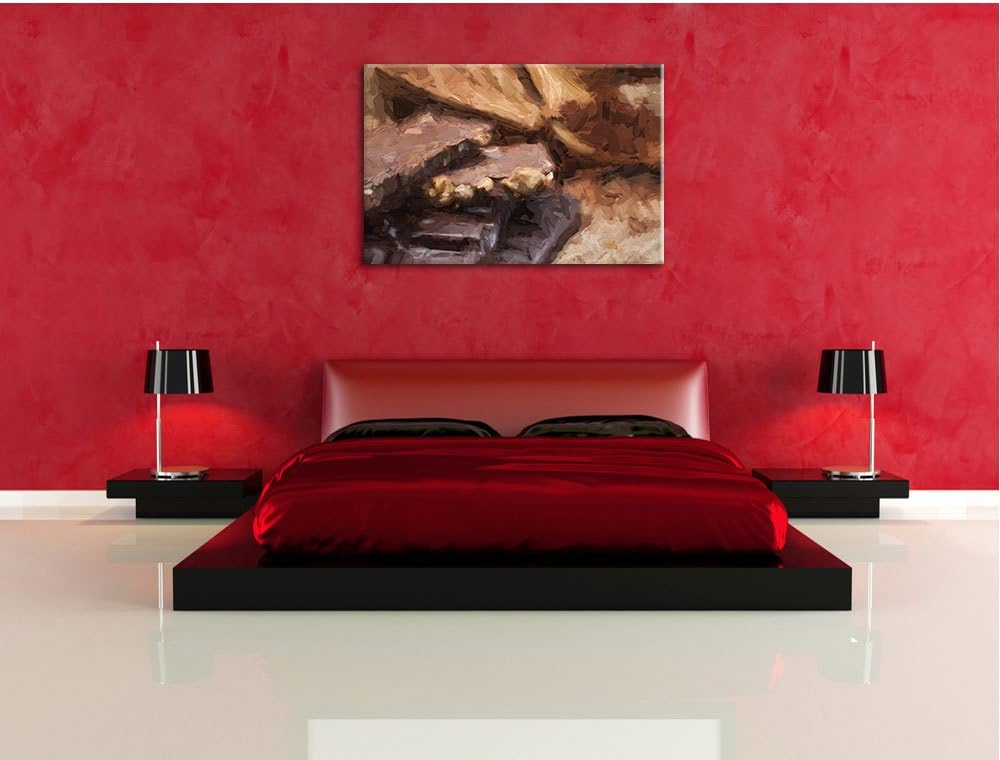 Pixxprint Leckere Schokolade als Leinwandbild/Grösse: 100x70 cm/Wandbild/Kunstdruck/fertig bespannt,