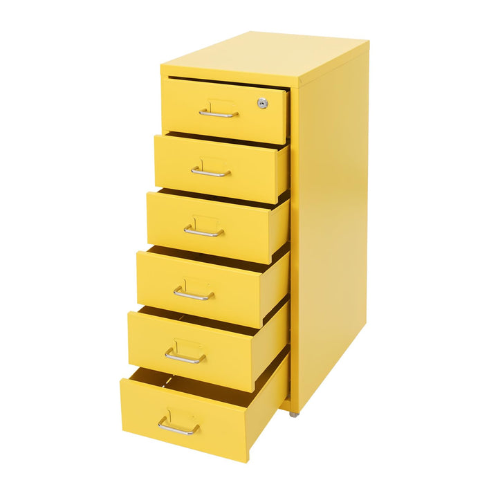 Aktenschrank mit 6 Schubladen, Rollcontainer, Aktenschrank Abschliessbar, Metall Aufbewahrungsschran