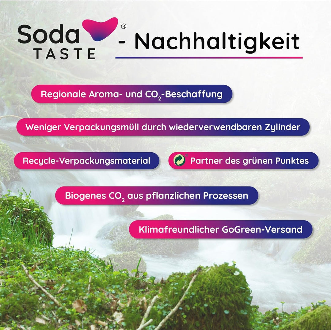 SodaTASTE CO2-Kaufzylinder (Reservezylinder) für Wassersprudler, mit natürlichem Limetten-Aroma, ohn