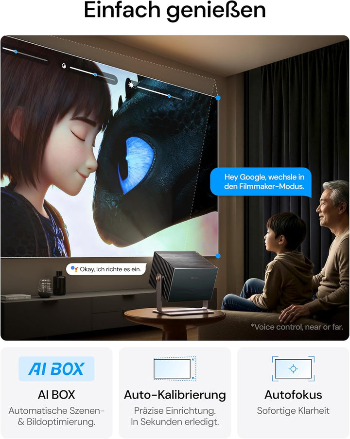 Valerion VisionMaster Pro 4K Laserprojektor (Neues Blau) – 240 Hz/4 ms Gaming, 300" IMAX Enhanced, 3