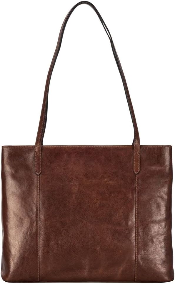 Maxwell Scott Italienischer Damen Leder Shopper Athenea in Cognac Braun, Cognac Braun
