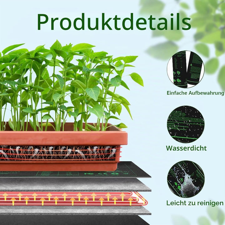Heizmatte Pflanzen mit Thermostat, Wärmematte für Sämling Germination und Haustier, Heizkissen Amphi