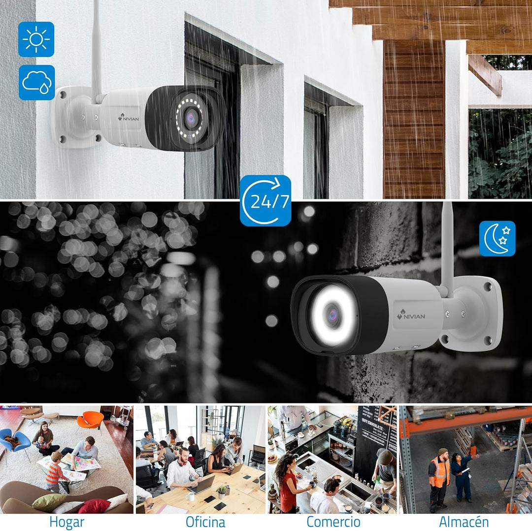 NIVIAN WLAN-Kamera-Set, Überwachungskamera Set, KI-Personenerkennung, Zwei-Wege-Audio, Nachtsicht, E