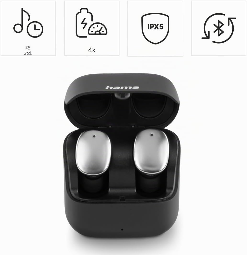 Hama Bluetooth Kopfhörer Spirit Pure (In Ear Kopfhörer mit Mikrofon, True Wireless Earbuds mit Ladec