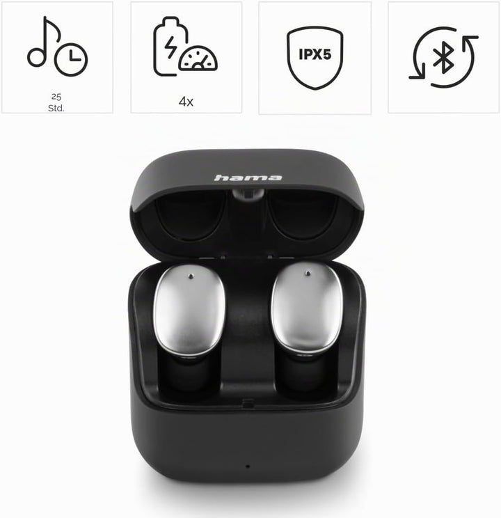 Hama Bluetooth Kopfhörer Spirit Pure (In Ear Kopfhörer mit Mikrofon, True Wireless Earbuds mit Ladec