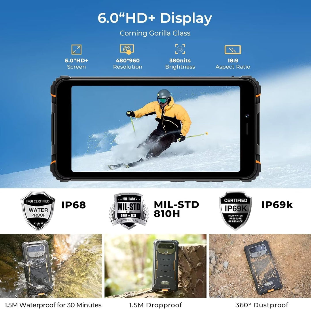 HOTWAV T5 MAX (2023) Android 13 Outdoor Handy, 6050mAh 4GB/64GB/1TB Erweiterbar 6.0 Zoll HD+ Display