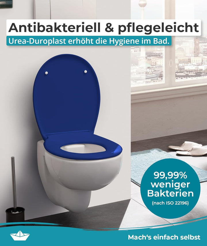 Calmwaters® Premium WC Sitz einfache Montage, Toilettendeckel bis 250 kg, Made in EU, antibakteriell
