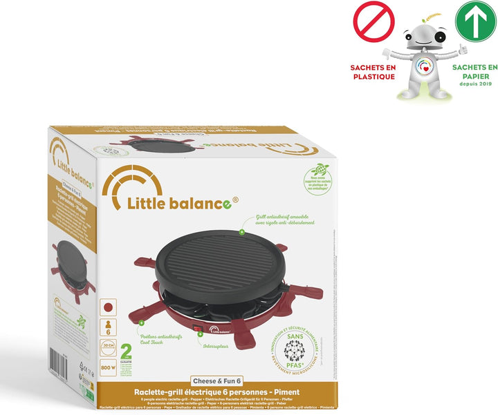 LITTLE BALANCE 8947 Cheese &amp; Fun, Raclette Grill, 2-in-1, für bis zu 6 Personen, PFAS-frei, 800 W, C