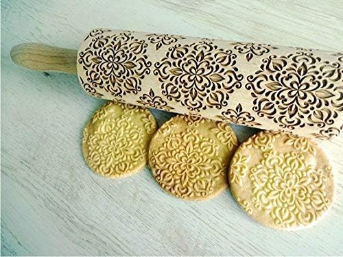 KALEIDOSKOP Nudelholz. Geprägte Nudelholz mit Muster für hausgemachtes Gebäck und Keramik. Teigrolle