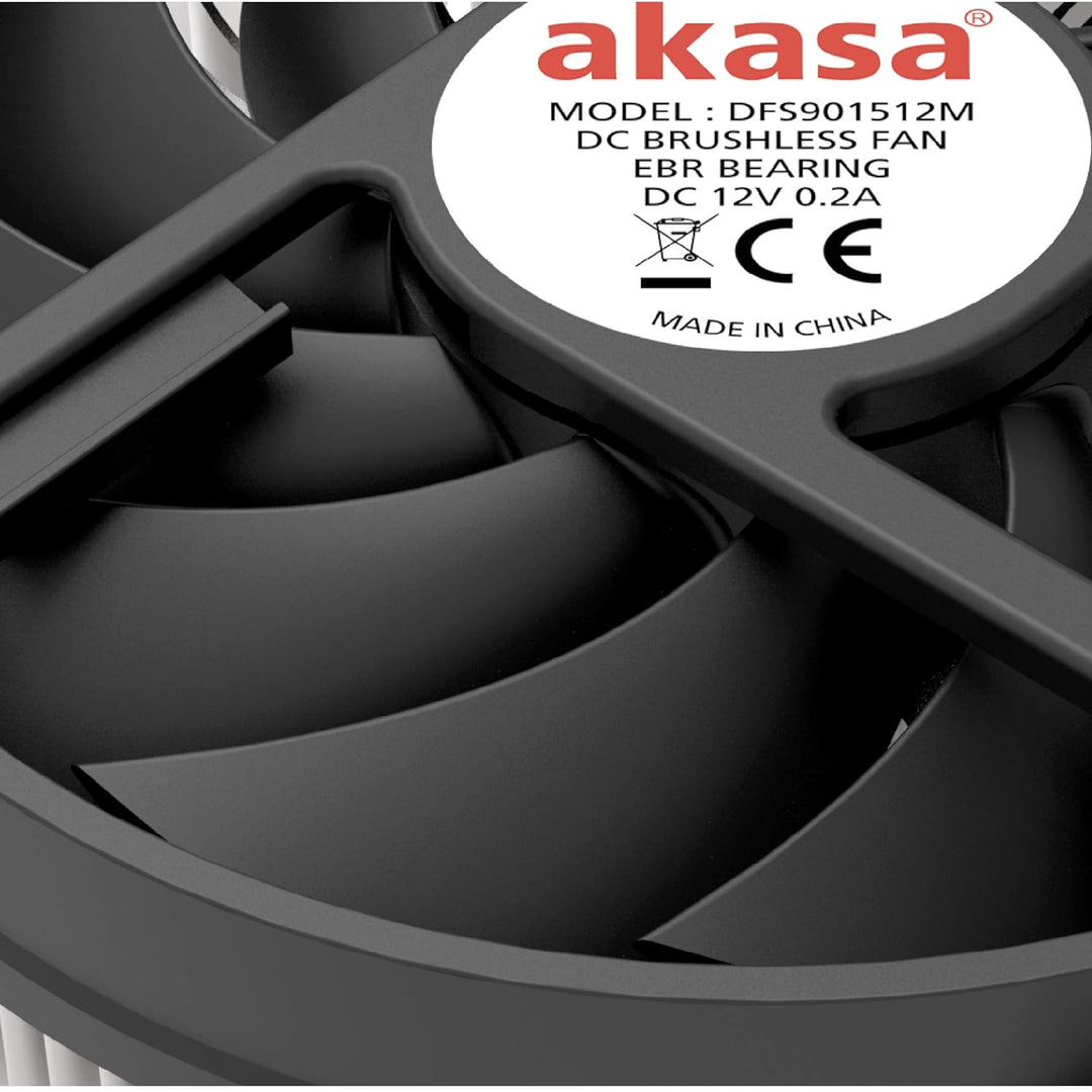 Akasa AK-CC6308EP01 Low Profile CPU-Kuehler - 92mm Carte SIM Plaque arrière 9,6 cm Aluminium, Noir K