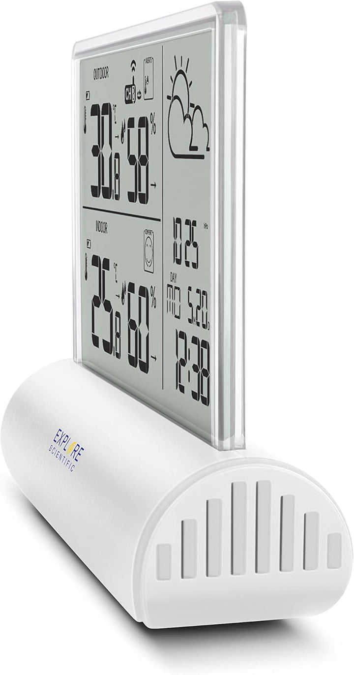 Explore Scientific WSH4501 Wetterstation mit Klarglas-Display, Luftdruck, Temperatur und Luftfeuchti