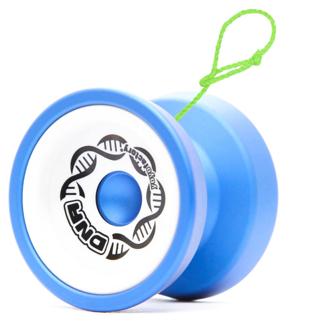 YoyoFactory DNA Yo-Yo - Blau Weiss (Metall Yoyo, Schnur, Kugellager & Anleitung enthalten), Blau Wei