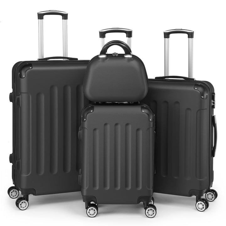LEADZM Kofferset 4 teilig, Reisekoffer Set mit Kosmetikkoffer und Eckenschutz, Koffer Set Hartschale