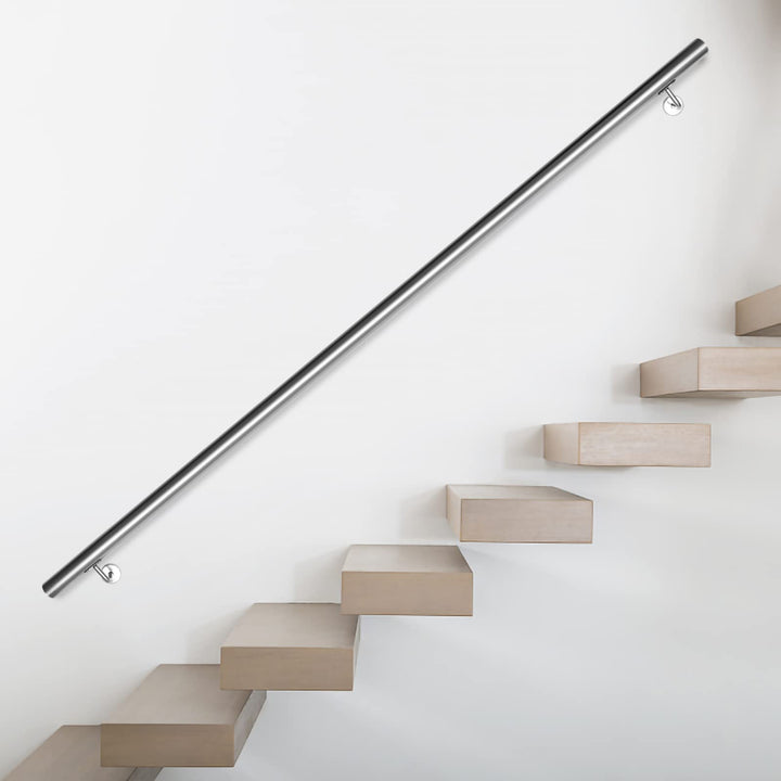 Lospitch Edelstahl Handlauf,geschliffen Wandhandlauf mit leicht gewölbter Endkappe,110 cm, 110 cm