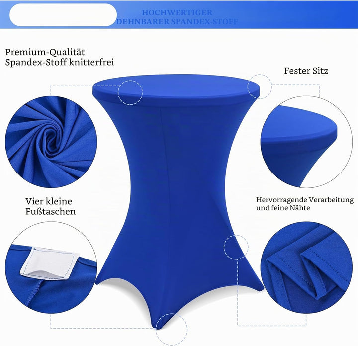 Showgeous 4er-Set Stretch Stehtisch Husse für Bistrotisch Ø 80-85 cm Cocktail Tisch-Überzug Husse, V