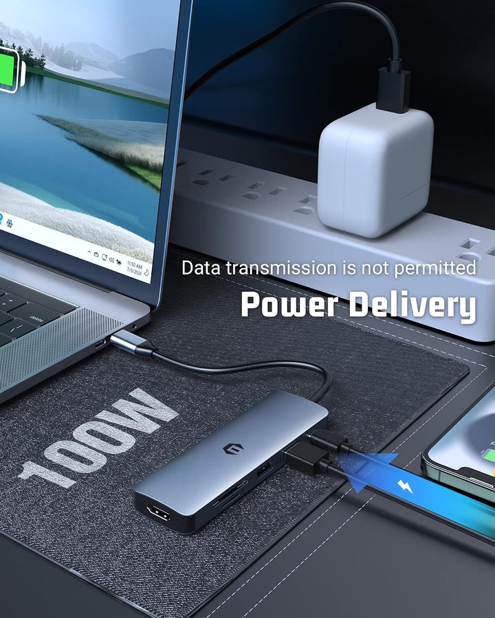 HOPDAY USB C Hub, 6 in 1 USB C Adapter für MacBook Air/Pro, Dual Display 4K HDMI Docking Station HD-