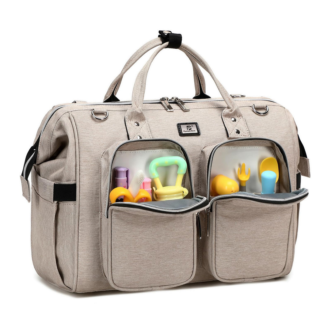 Pomelo Best Wickeltasche mit wasserdicher Wickelunterlage und 2 Kinderwagen Haken verstellbare Schul