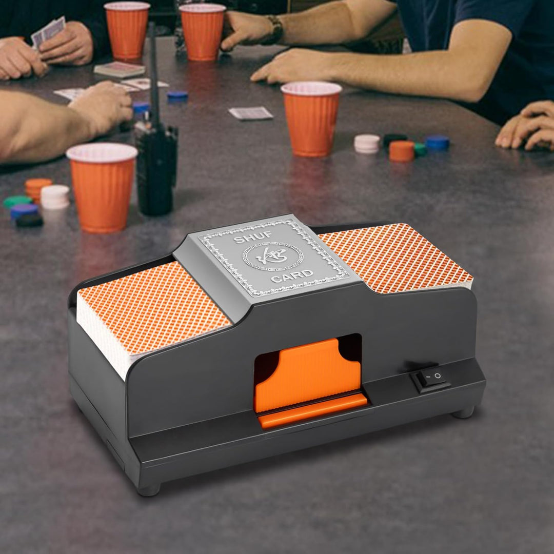 Profi Kartenmischer 2-Deck Mischen Poker elektrisches Kartenmischgerät Schwarzer,Zwei Lithium-Batter