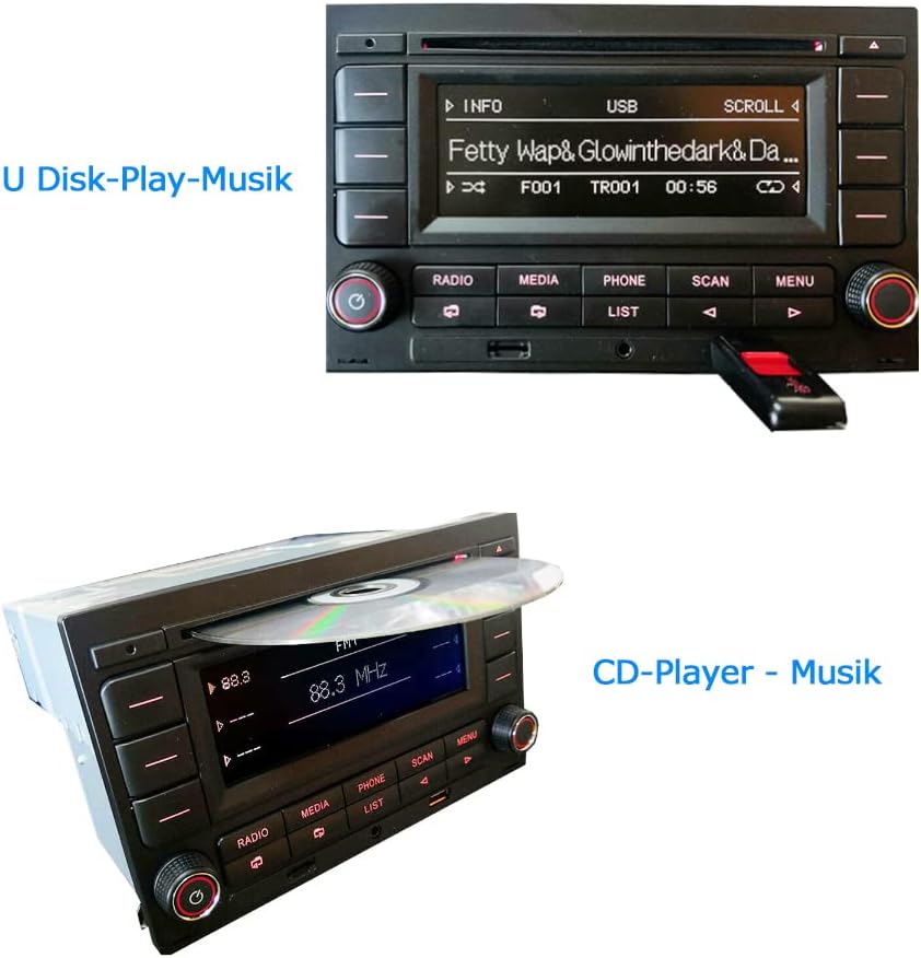 SCUMAXCON Autoradio RCN210+ quadlock Kabel mit Canbus-Simulator Bluetooth AUX USB CD-Spieler AM/FM S