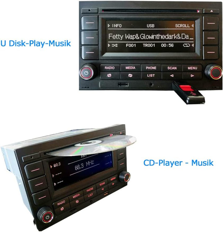 SCUMAXCON Autoradio RCN210+ quadlock Kabel mit Canbus-Simulator Bluetooth AUX USB CD-Spieler AM/FM S