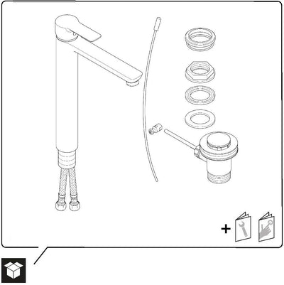 Duravit A.1 Waschtischarmatur, Grösse XL (Auslauf Höhe 237 mm), Wasserhahn Bad mit Zugstangen-Ablauf