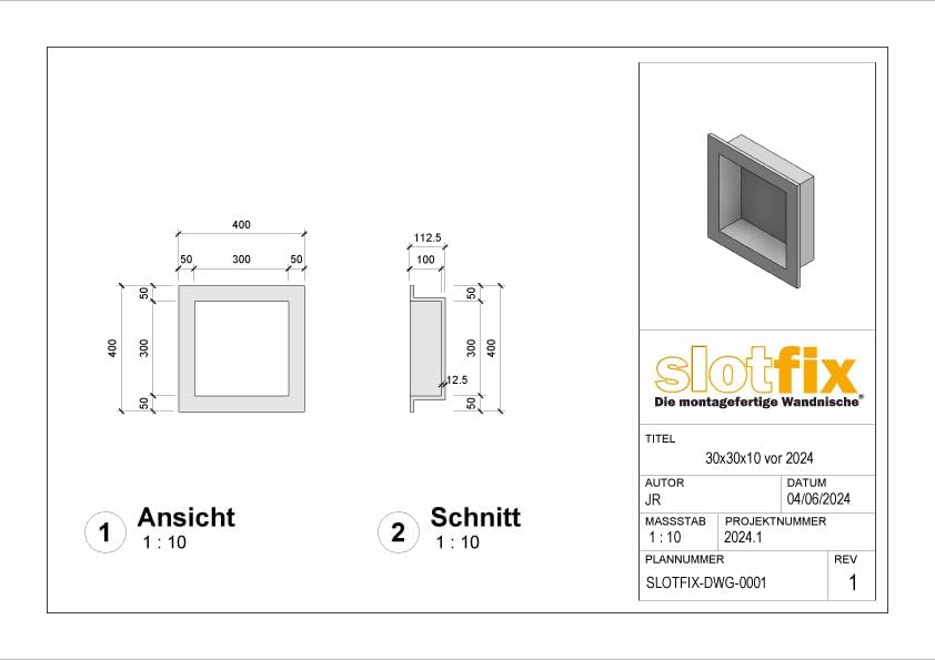 slotfix® befliesbare montagefertige Wandnische 30x30x10cm als Duschablage im Trockenbau mehr Staurau