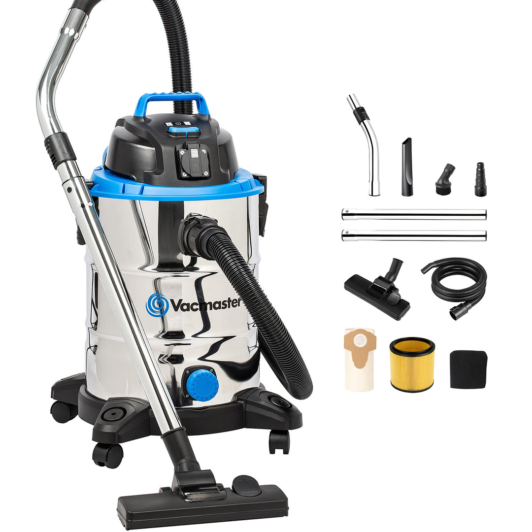Vacmaster VQ1530SFDC 1500W 30L Nass Trockensauger Bodenstaubsauger, Starke Saugleistung, Wasserablas