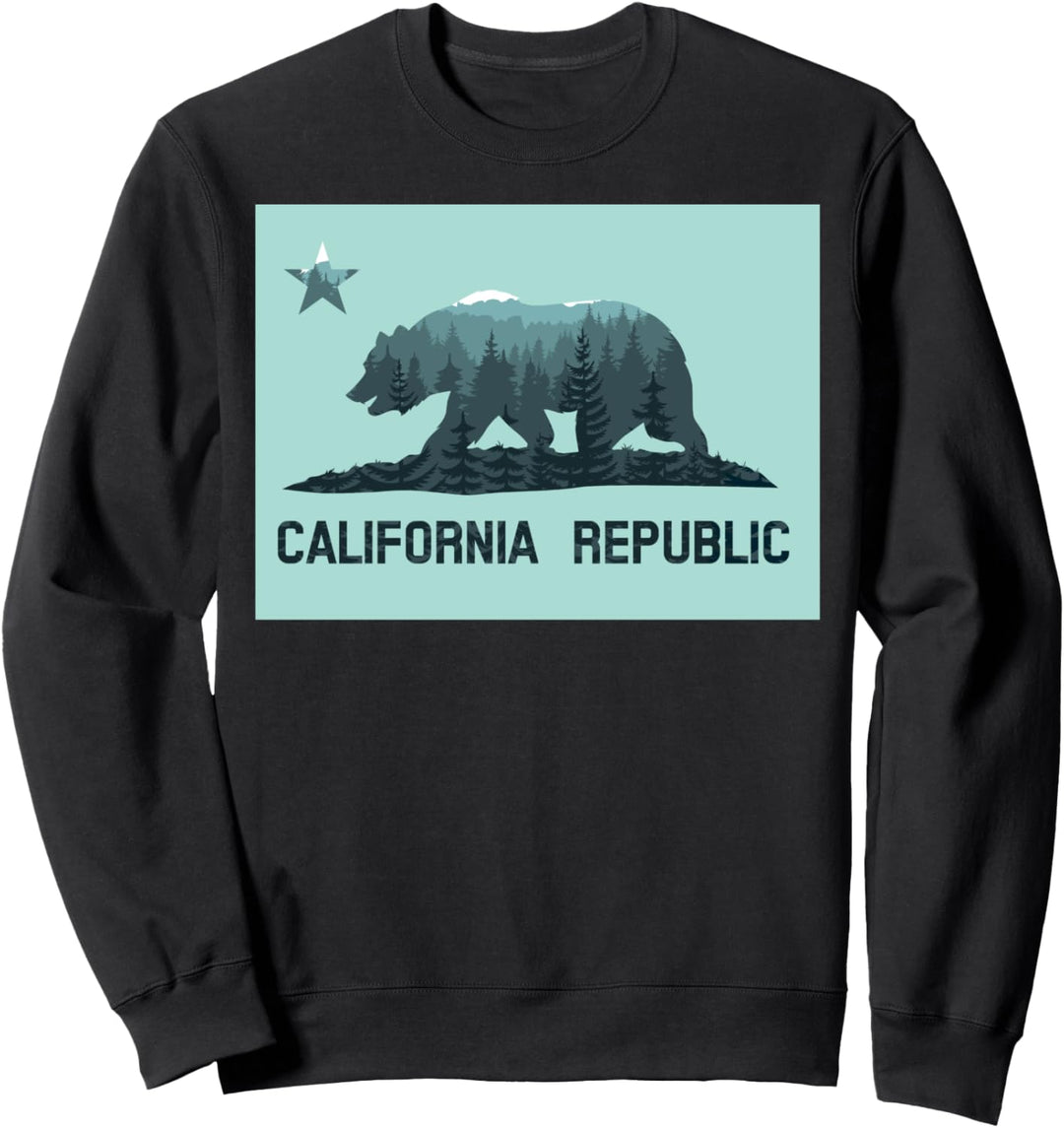 Trendy Teal Tone California Flag Sweatshirt