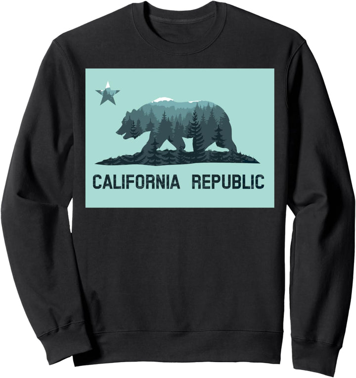Trendy Teal Tone California Flag Sweatshirt