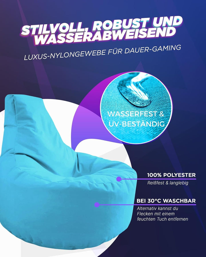PATCH HOME Gamer Kissen & Lounge Sitzsack Sessel Sitzkissen Sitzsäcke Gaming, befüllbar mit Reissver