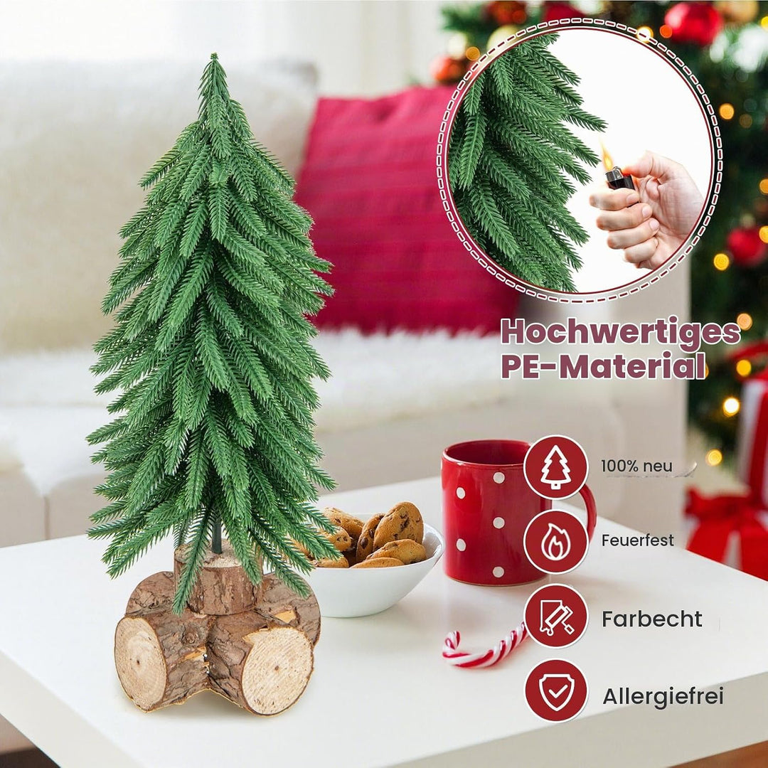 KOMFOTTEU 40 cm künstlicher Weihnachtsbaum Mini, Tisch Christbaum mit Massivholzsockel &amp; 200 Zweigsp