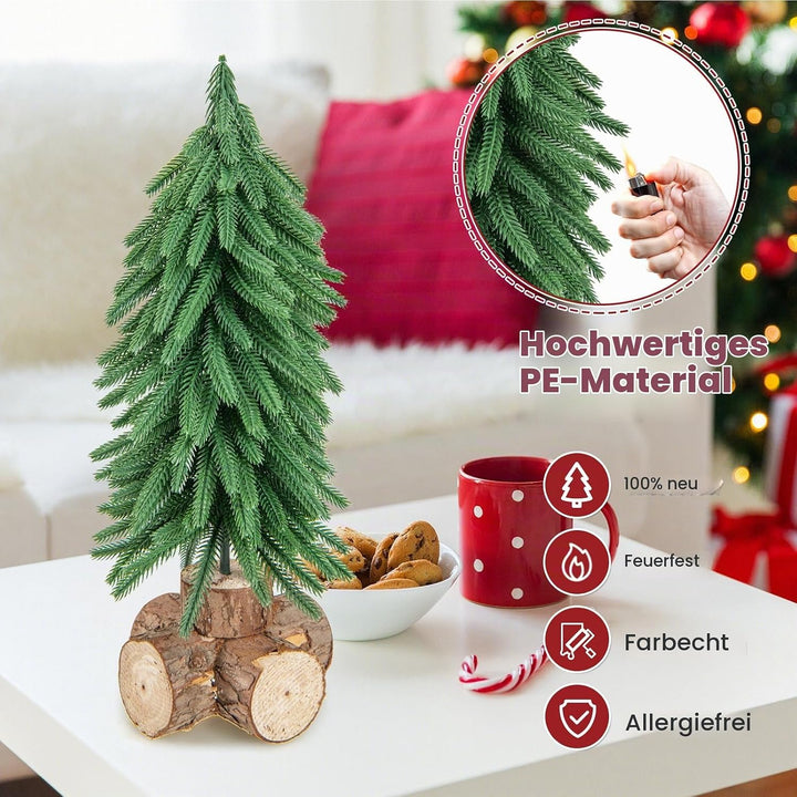 KOMFOTTEU 40 cm künstlicher Weihnachtsbaum Mini, Tisch Christbaum mit Massivholzsockel &amp; 200 Zweigsp