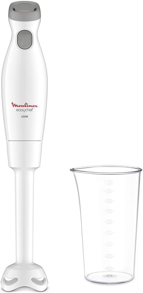 Moulinex Easychef DD45A1 Stabmixer, 450 W, 2 Geschwindigkeitsstufen, Zelkrom Klingen, weiss, Weiss
