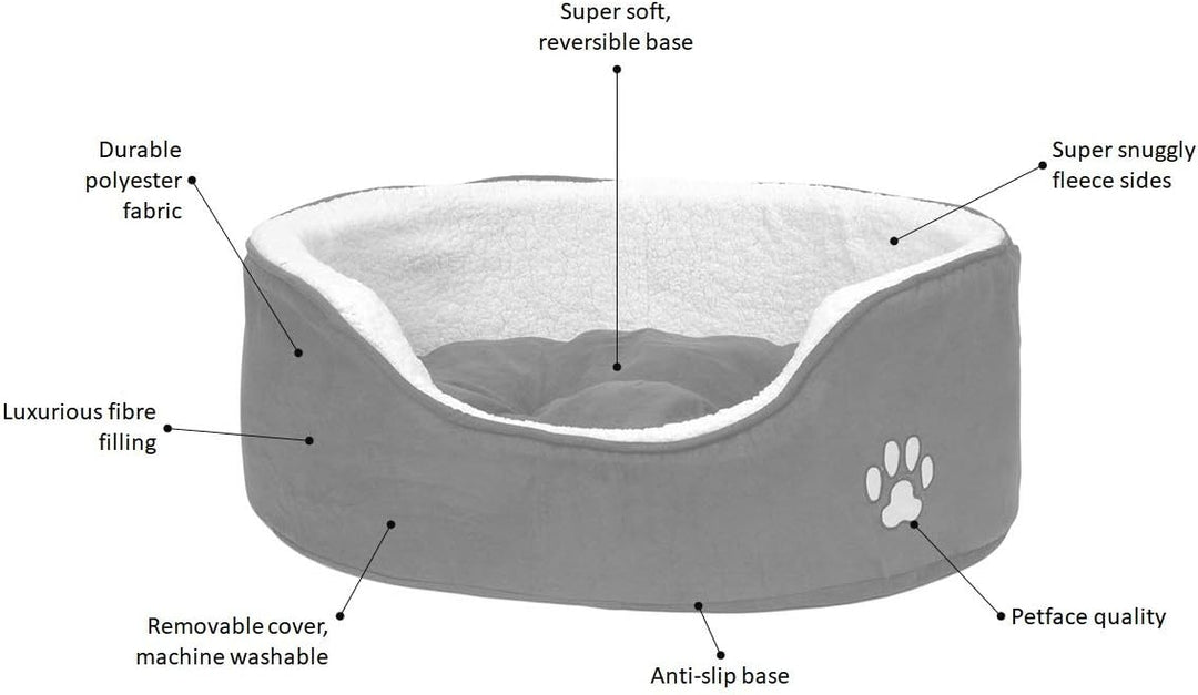 Petface Sams Luxus-Hundekörbchen oval, S Braun S, Braun S