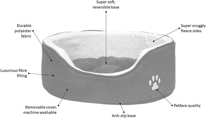 Petface Sams Luxus-Hundekörbchen oval, S Braun S, Braun S