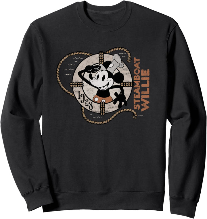 Disney 100 Mickey Mouse Steamboat Willie Distressed D100 Sweatshirt