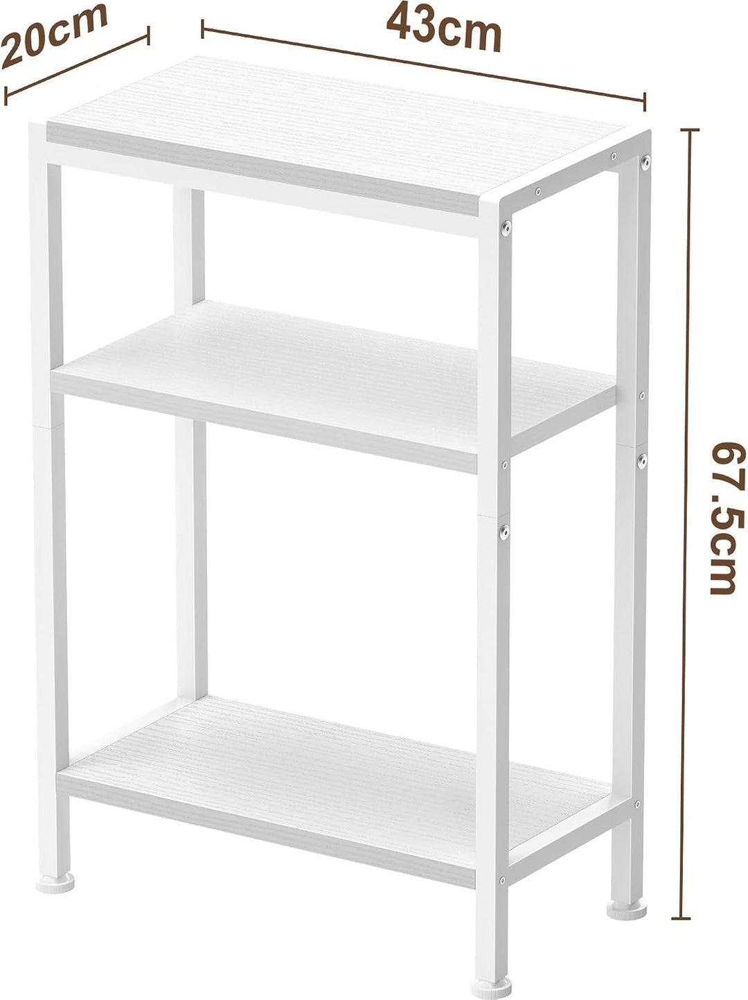 Schmaler Beistelltisch, Nachttisch, Kleiner Tisch, 3 Ablagen Nachttisch Schmal mit Stauraum, sofa be