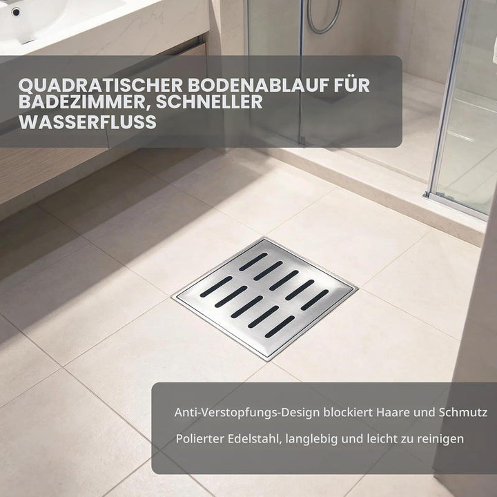 Edelstahl Bodenablauf Abdeckung mit Rahmen Abflussgitter Quadratisch Bodenablaufabdeckung Rutschfest