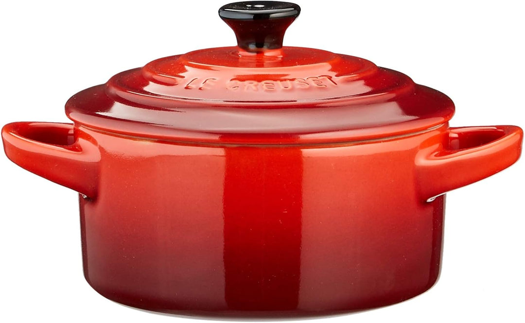 Le Creuset 4er-Set Mini Cocottes aus Steinzeug, je 200 ml, 10 x 5 cm, Feuer und Flamme (Gelb/Kirschr