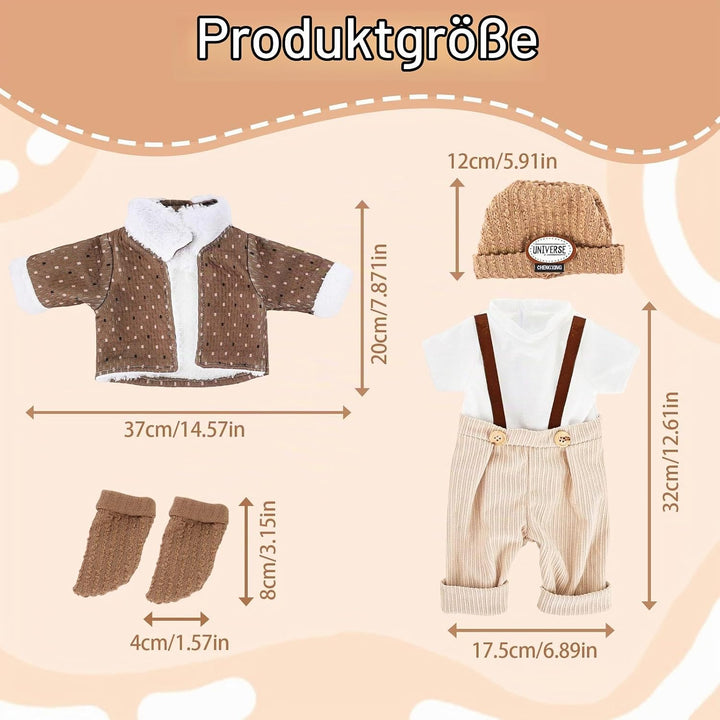 Baby Puppen Puppenkleidung 35-43 cm, Kleidung Outfits für Baby Puppen Grösse 43 cm mit 1 Plüsch Mant