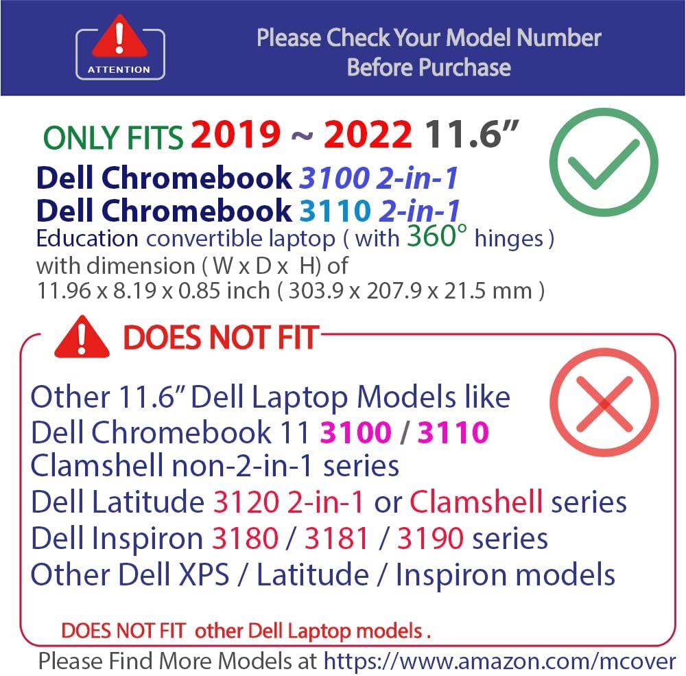 mCover Schutzhülle kompatibel Dell mit 29,5 cm (11,6 Zoll) Chromebook 3120/3110 /3100 2-in-1 Educati