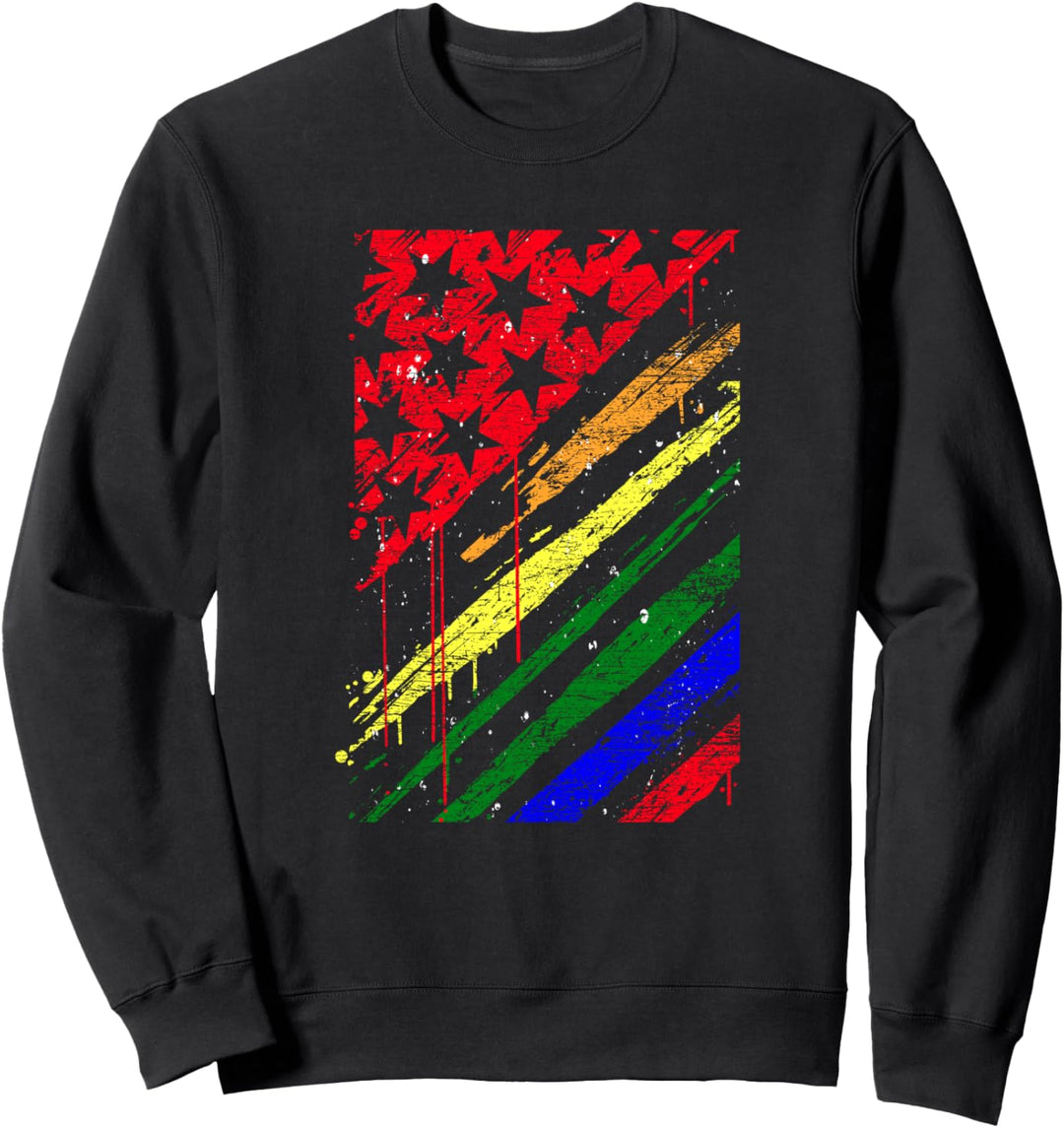 Regenbogen Amerika Flagge Gay Pride Month CSD Queer LGBT Sweatshirt