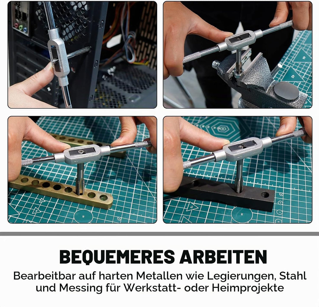 CCLIFE 32tlg Gewindeschneider Set Gewindeschneidsatz Metrisch M3-M12 Gewindebohrer und Schneideisen